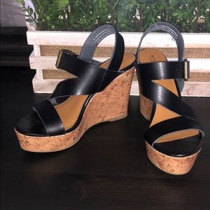 Platform black strappy sandals